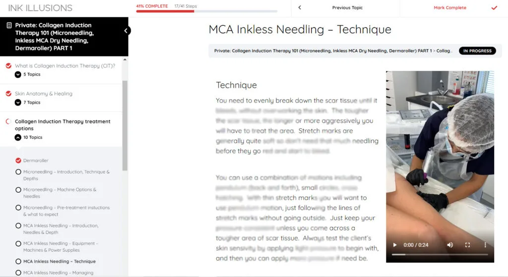 Collagen Induction Therapy Training - Inkless MCA needling, Microneedling, Dermaroller